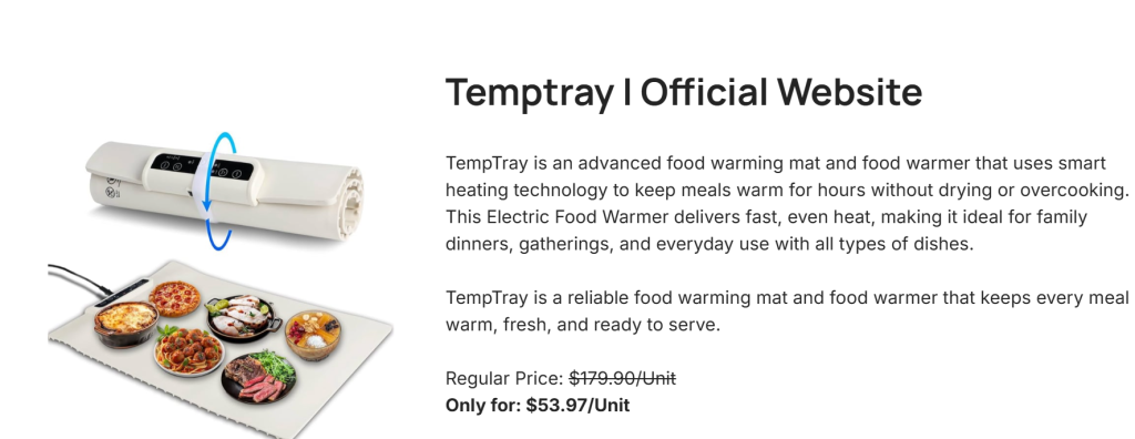 TempTray food warming mat